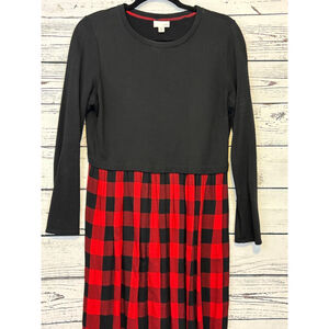 Women's J.Jill Dress Size S Black and Red Plaid